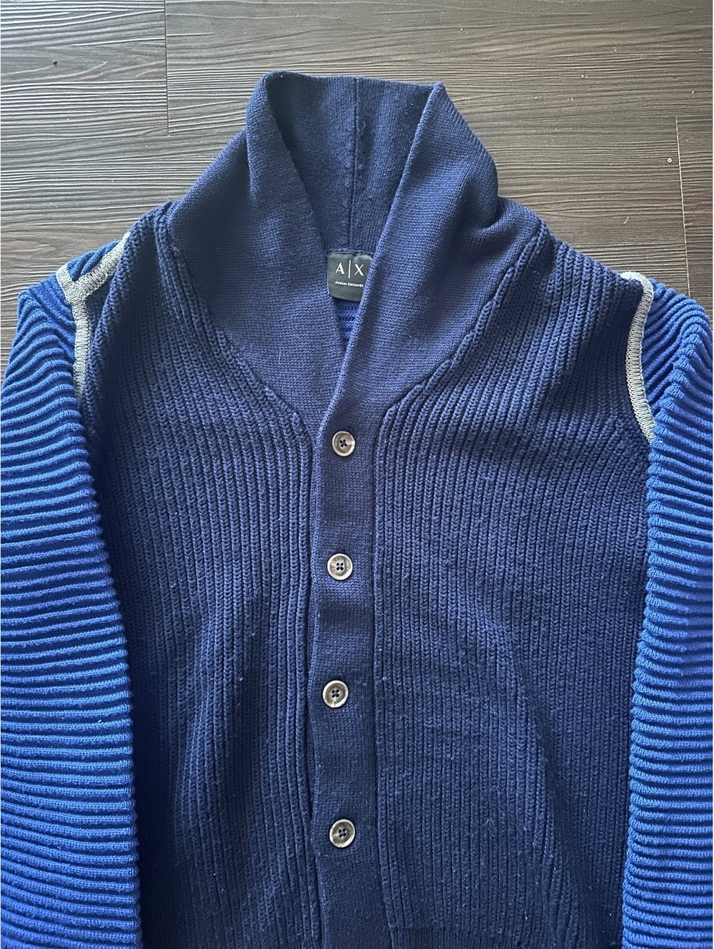 Armani exchange blue wool button up cardigan large